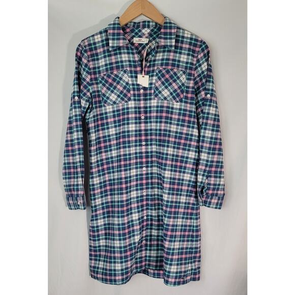 Vineyard Vines- NWT- Women's Plaid long sleeve dress- size 4 - Picture 1 of 9